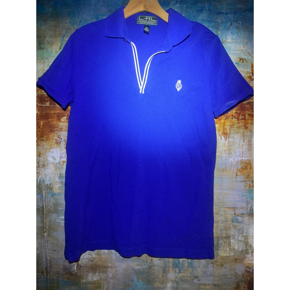 Lauren Active Ralph Lauren Royal Blue V-Neck Crest Polo Shirt Womens‎ Medium